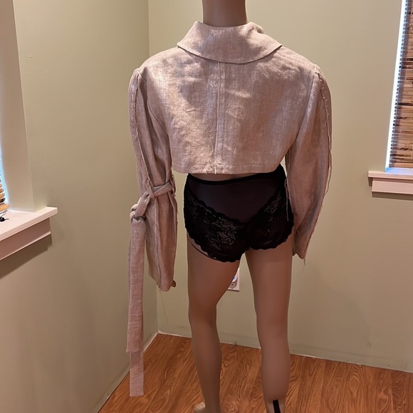 Paul Hardy Linen Shrug With Metallic Thread One Sleeve Has Long Linen Belt 8 - Picture 5 of 11